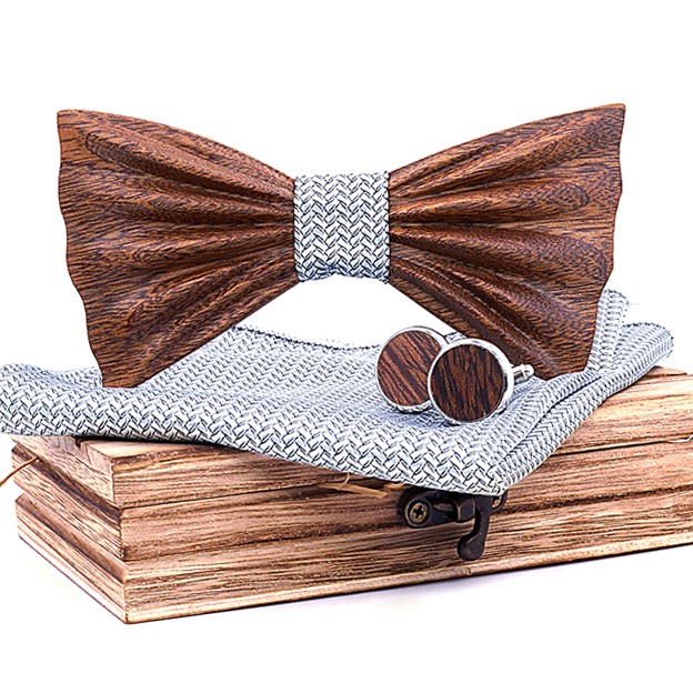 Bow Tie Set, Grey Pocket Square