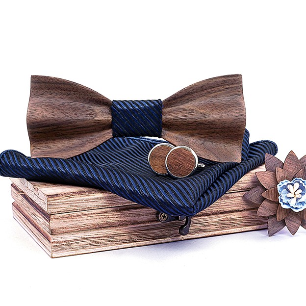 Bow Tie Set, Navy Pocket Square