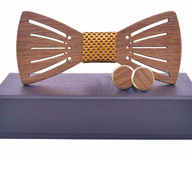 Cutout Bow Tie with Matching Cufflinks