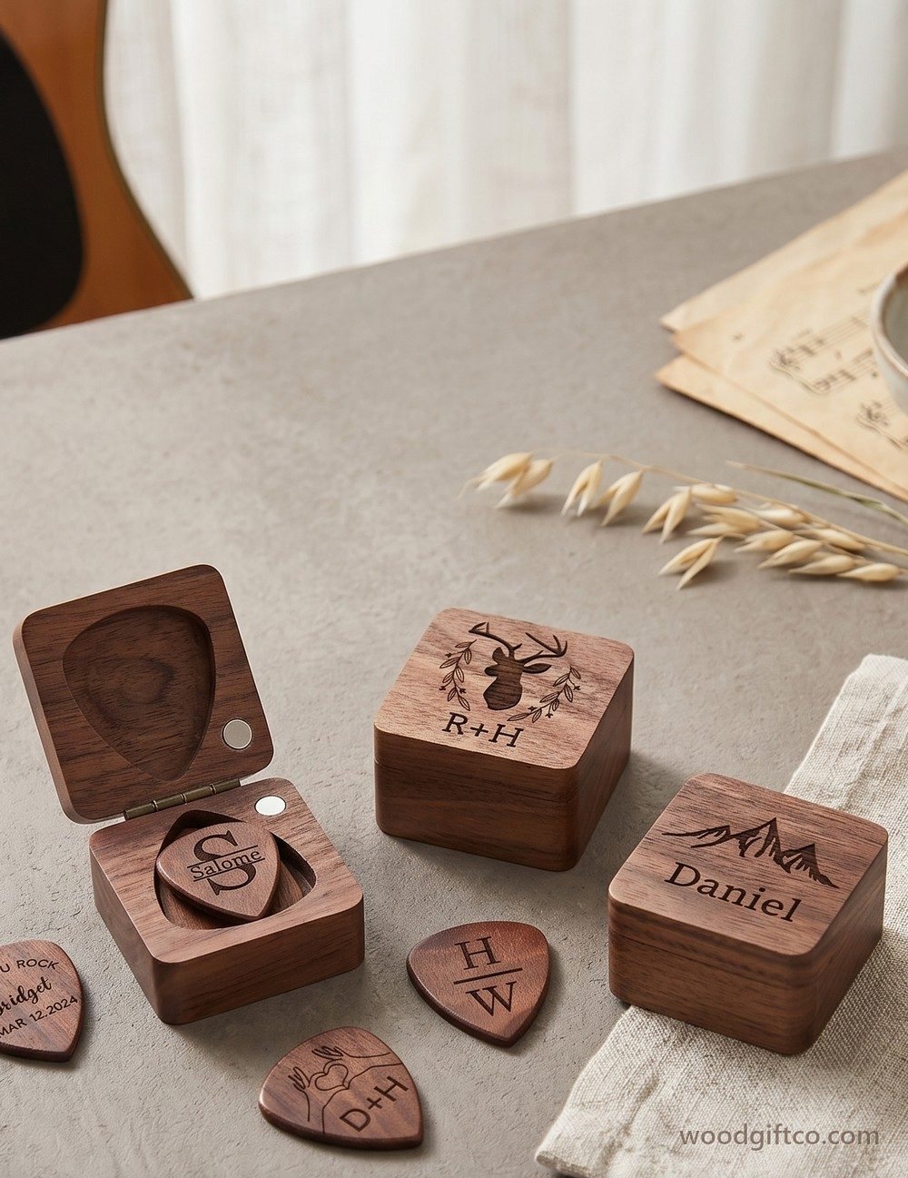 A range of black walnut gift boxes